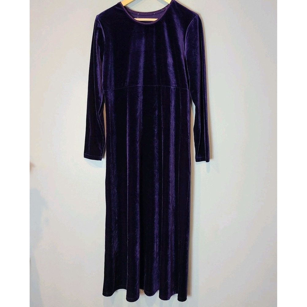 Ren Faire Velvet Maxi Dress Sz XL Tone Purple Regency Vintage Y2K Empire Waist